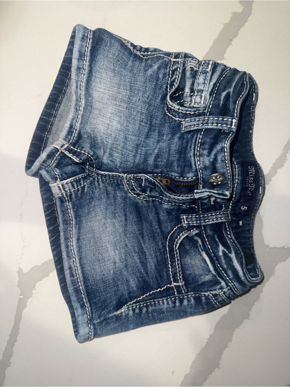 Miss Me Girls' Distressed Blue Denim Shorts